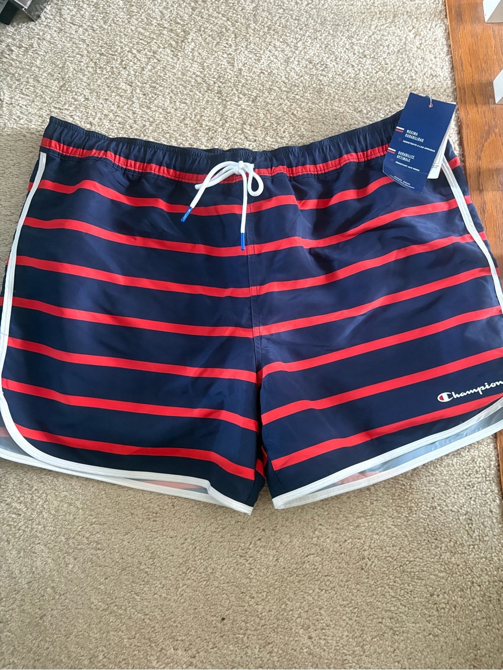 NEW Champion Navy with Red Striped Athletic Shorts